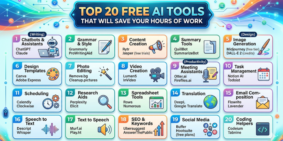Top 20 free AI tools that will save your hours of work