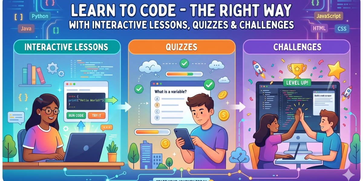 Learn to Code-the Right Way-with Interactive Lessons, Quizzes & Challenges