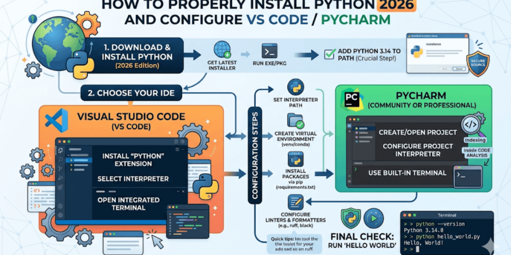 How to Properly Install Python 2026 and Configure VS Code / PyCharm