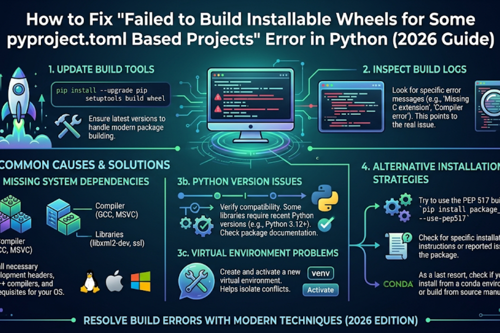 How to Fix “Failed to Build Installable Wheels for Some pyproject.toml Based Projects” Error in Python (2026 Guide)