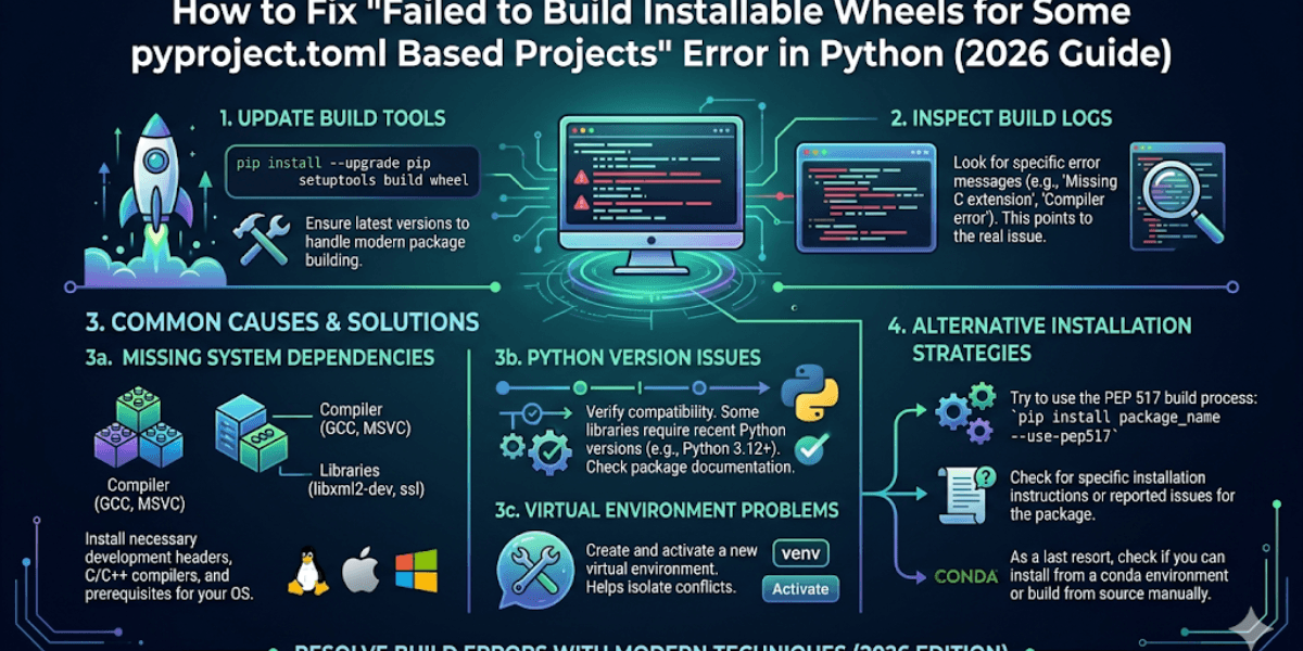 How to Fix “Failed to Build Installable Wheels for Some pyproject.toml Based Projects” Error in Python (2026 Guide)