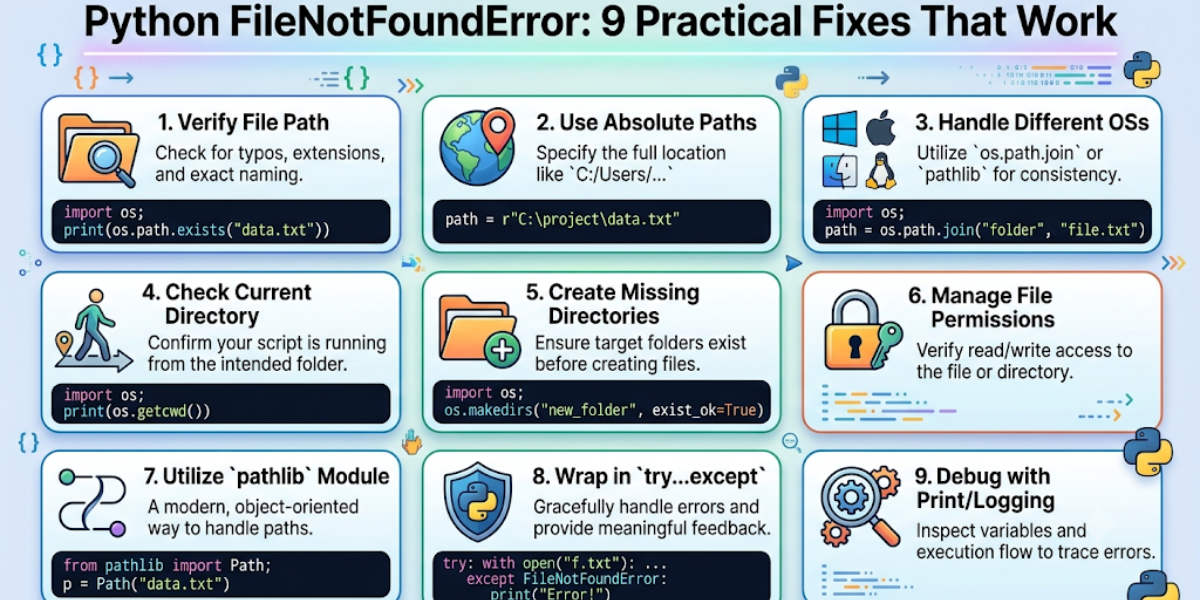 Python FileNotFoundError: 9 Practical Fixes That Work 2 Python FileNotFoundError: 9 Practical Fixes That Work